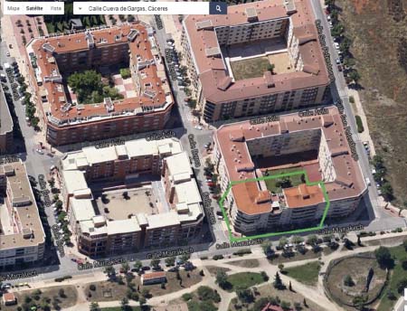 vista aérea de viviendas en cáceres